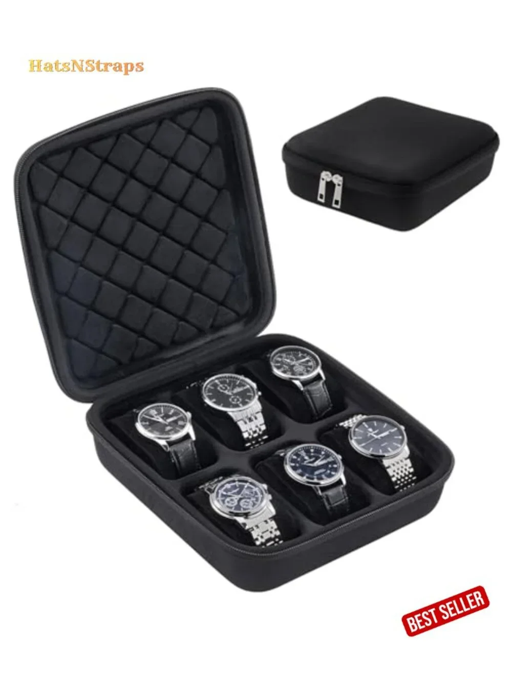 6-Slot Travel Watch Case with Hard Shell EVA Protection
